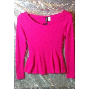 Hot pink beautiful flare bottom top long sleeve
